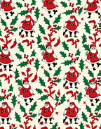 Festive Santa Claus Red Holly Garland Rug