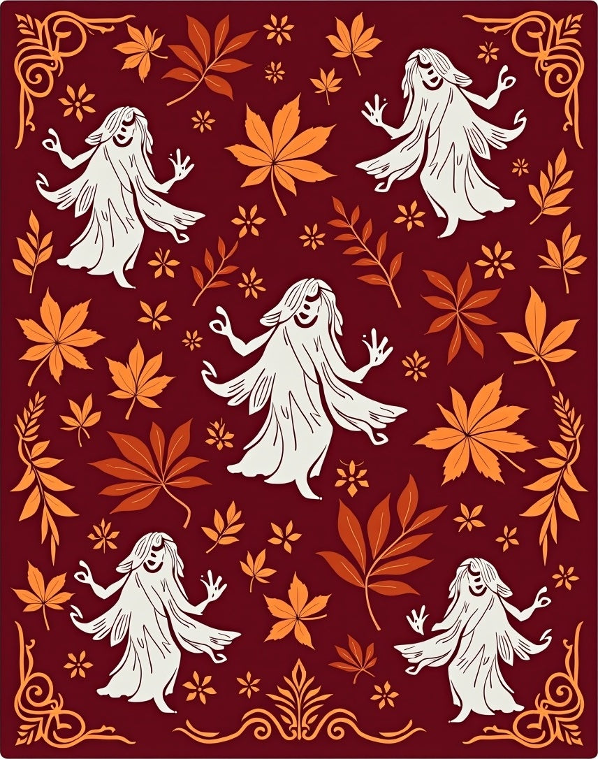 Bewitching Autumn Leaf Ghost Rug