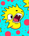 Bright Yellow Cartoon Monster Polka Dot Rug