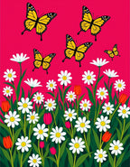 Whimsical Yellow Butterfly Garden Rug
