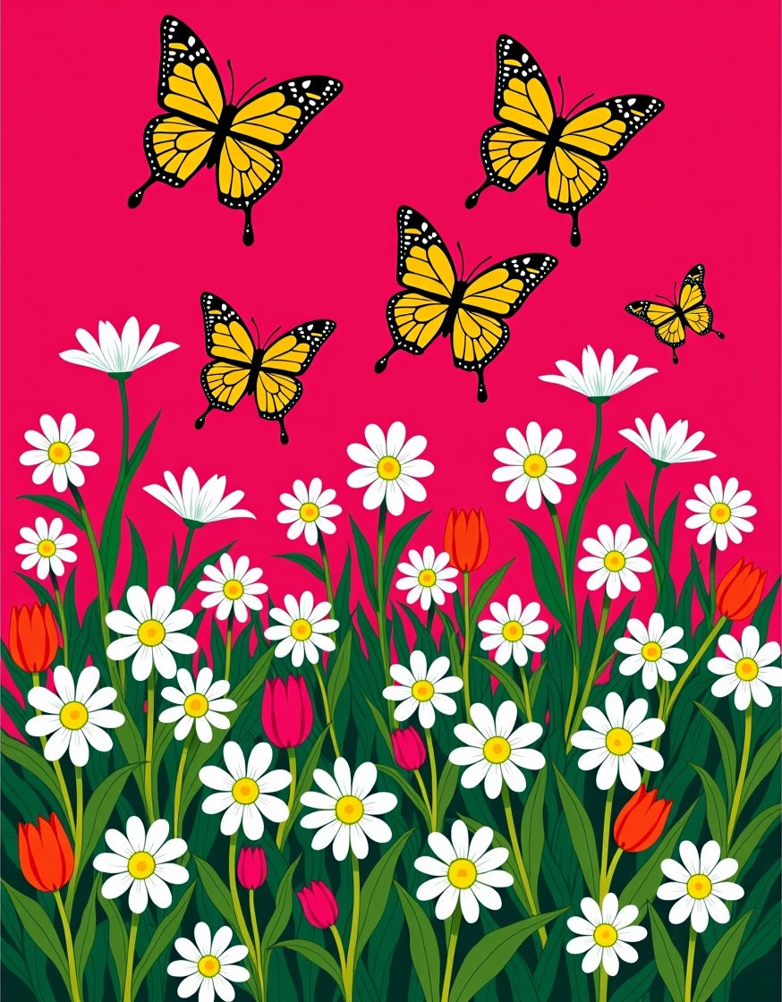 Whimsical Yellow Butterfly Garden Rug