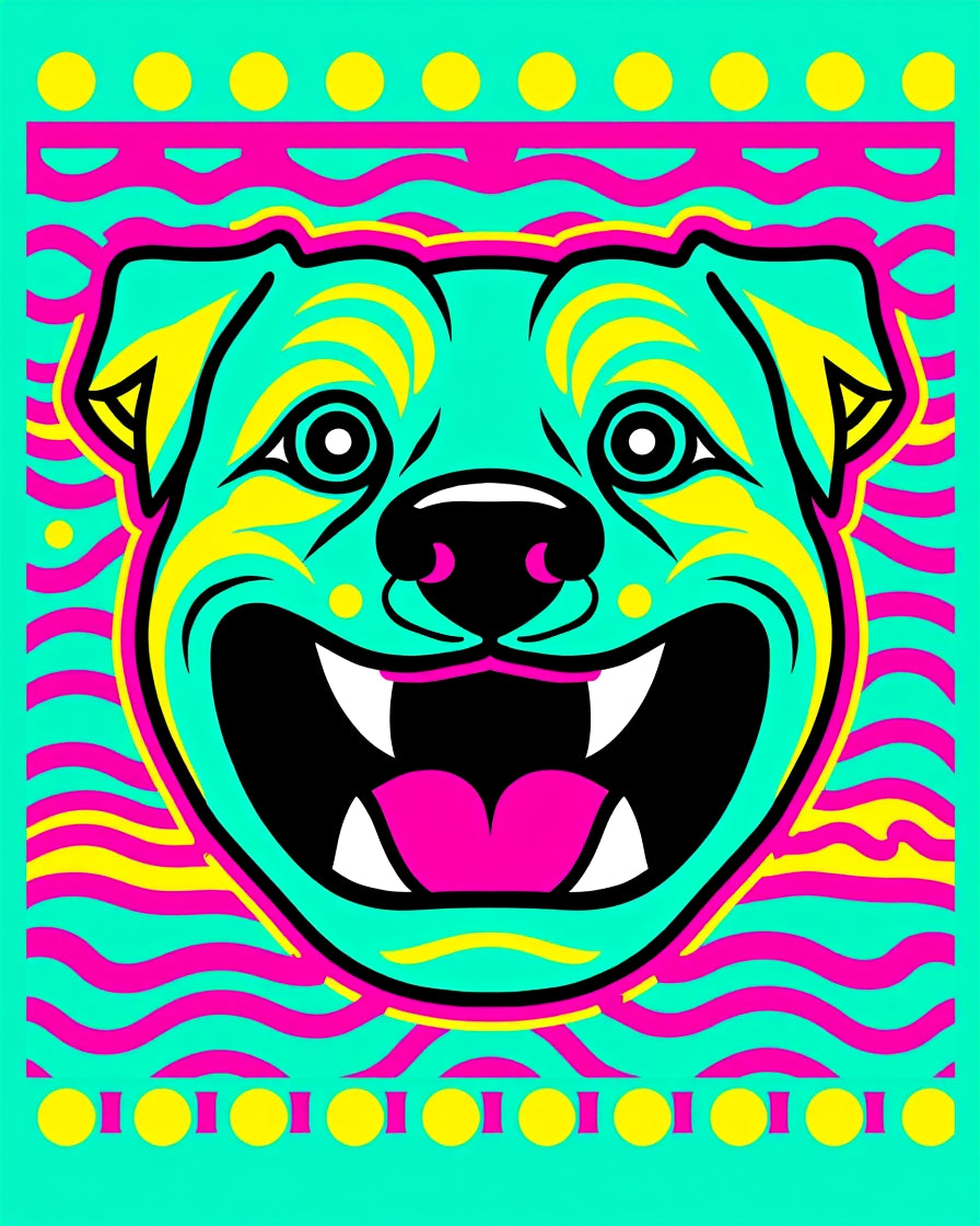 Vibrant Aqua Pitbull Face Graphic Rug