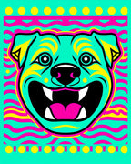 Vibrant Aqua Pitbull Face Graphic Rug