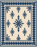 Navy Blue Floral Medallion Cream Rug