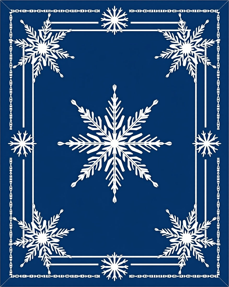 Celestial Snowflakes Blue Geometric Rug