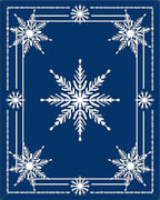 Celestial Snowflakes Blue Geometric Rug