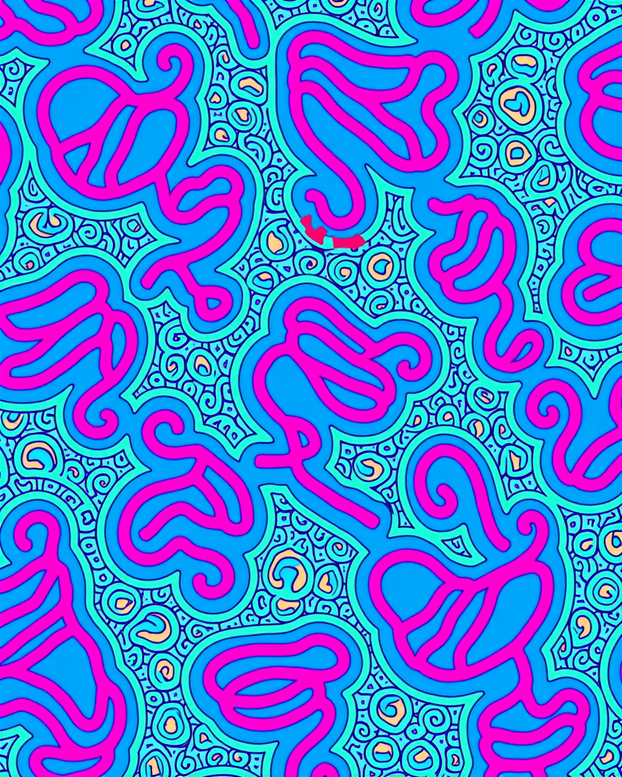 Bold Pink Swirls On Electric Blue Rug