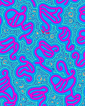 Bold Pink Swirls On Electric Blue Rug