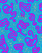 Bold Pink Swirls On Electric Blue Rug