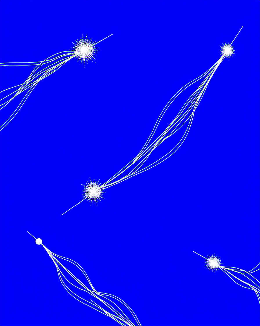 Bright Blue White Cosmic Flowing Lines Rug
