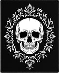 Gothic White Skull Damask Rug