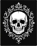 Gothic White Skull Damask Rug