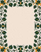 Emerald Green Gold Leaf Scrollwork Rug