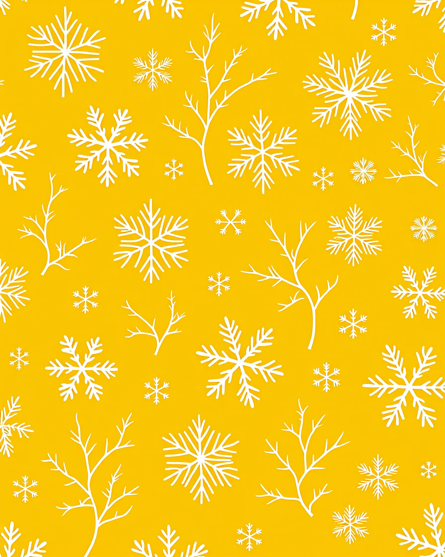 Golden White Snowflake Winter Branches Rug