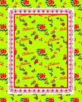 Whimsical Red Floral Believe Green Rug