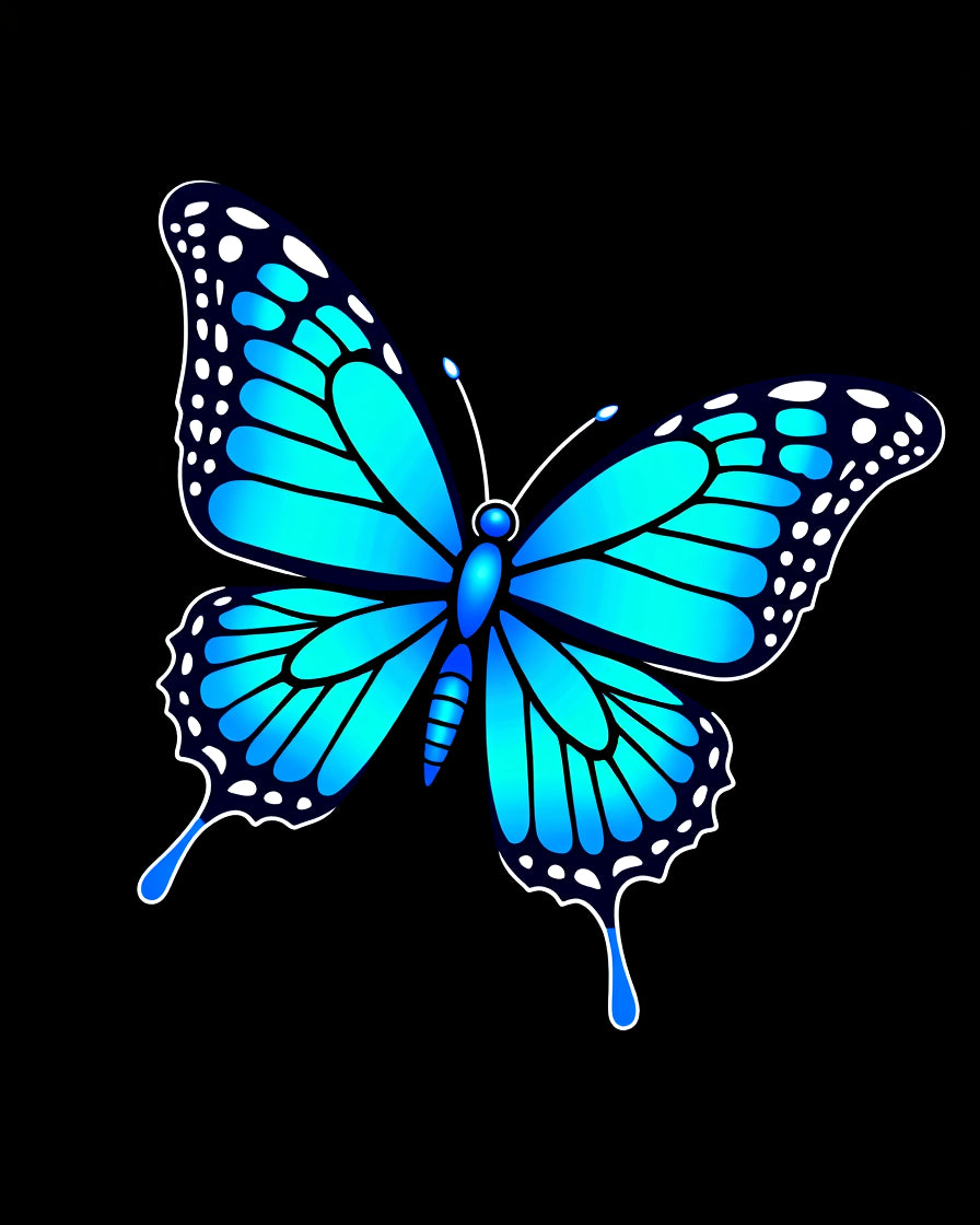 Vivid Blue Butterfly Wing Detail Rug