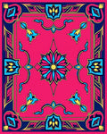 Vibrant Pink Blue Floral Medallion Rug