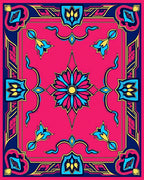 Vibrant Pink Blue Floral Medallion Rug