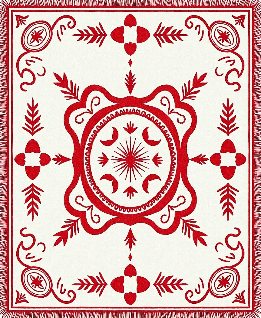 Red Folk Art Floral Medallion Rug
