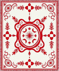 Red Folk Art Floral Medallion Rug