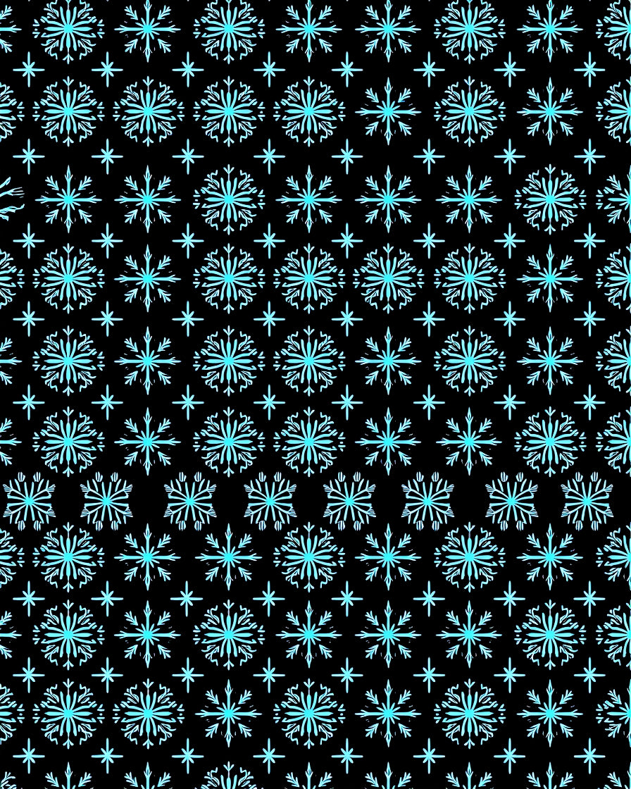 Aqua Snowflake Star Black Background Rug