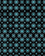 Aqua Snowflake Star Black Background Rug