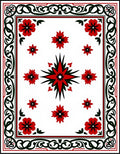 Red Floral Starburst Border Rug