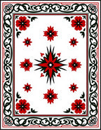 Red Floral Starburst Border Rug
