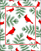 Crimson Cardinals Green Pine Boughs Rug