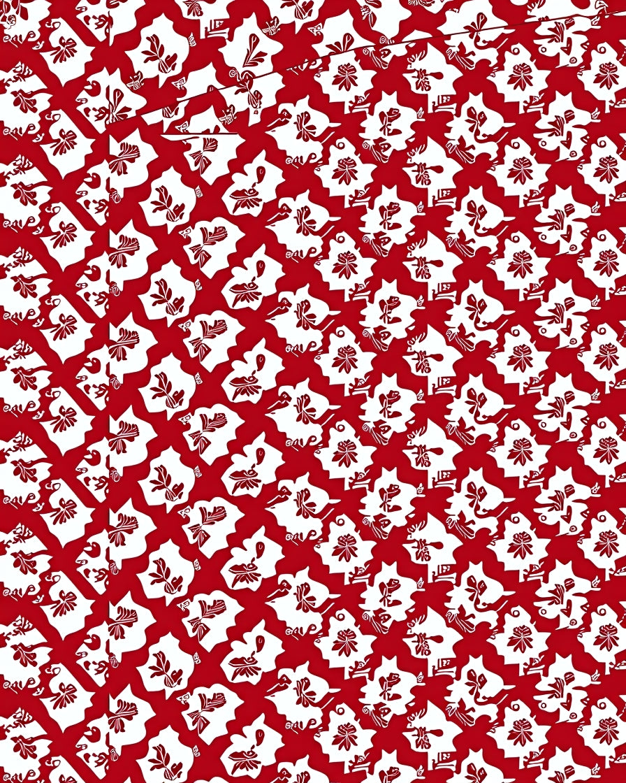 Crimson White Floral Interlocking Medallions Rug