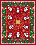 Festive Red Snowman Holly Garland Rug