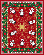 Festive Red Snowman Holly Garland Rug