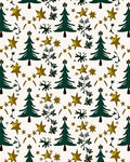 Green Tree Gold Star Snowfall Rug