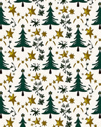 Green Tree Gold Star Snowfall Rug