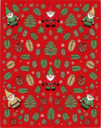 Gnome Forest Friends Red Holiday Blanket Rug