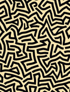 Bold Black Organic Mid Century Rug