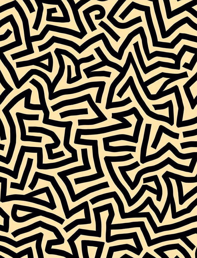 Bold Black Organic Mid Century Rug