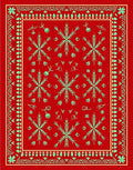 Crimson Snowflake Bordered Medallion Rug