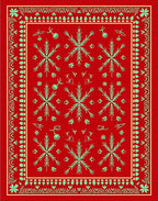 Crimson Snowflake Bordered Medallion Rug