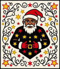 Retro Santa Claus Red Star Rug