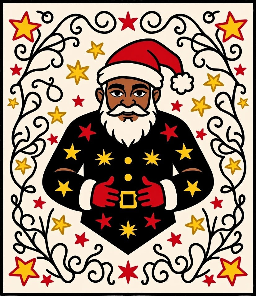 Retro Santa Claus Red Star Rug