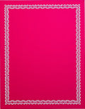 Vibrant Raspberry White Ornate Frame Rug