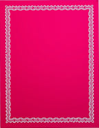 Vibrant Raspberry White Ornate Frame Rug