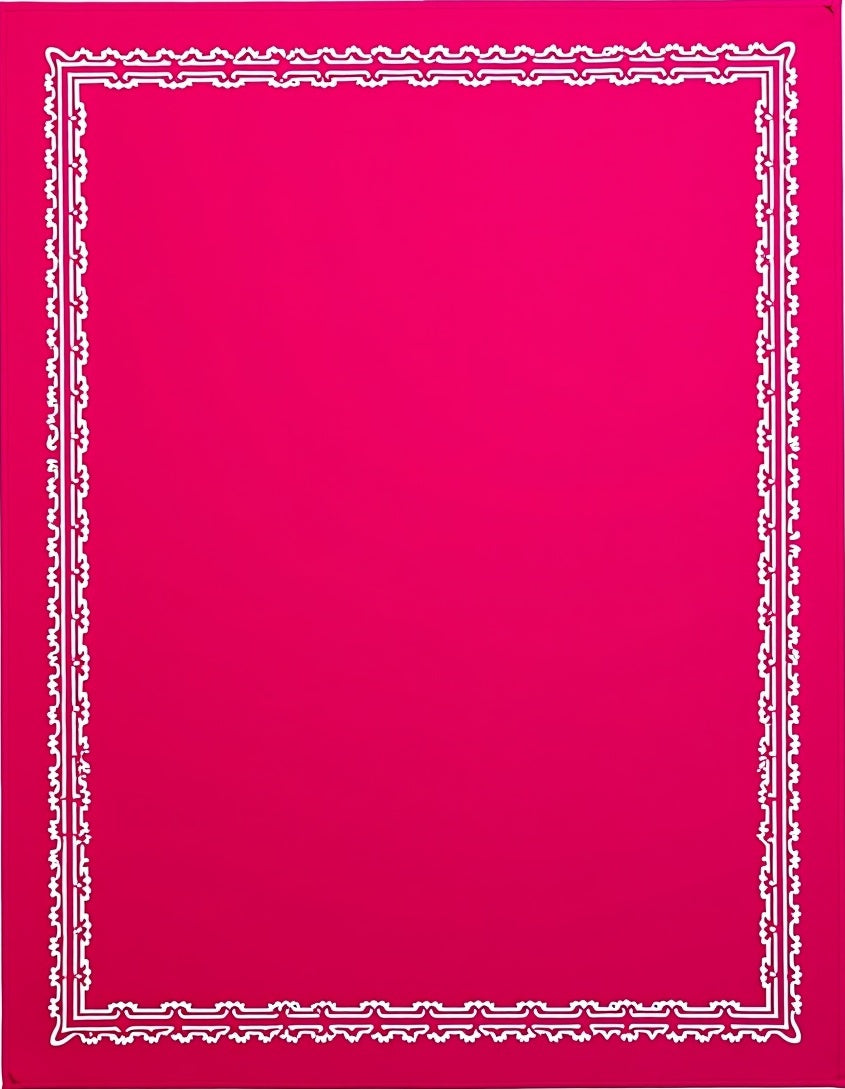 Vibrant Raspberry White Ornate Frame Rug