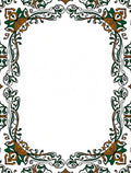 Ornate Green Brown Floral Border Rug