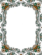 Ornate Green Brown Floral Border Rug