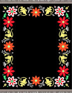 Bold Black Floral Border Medallion Rug