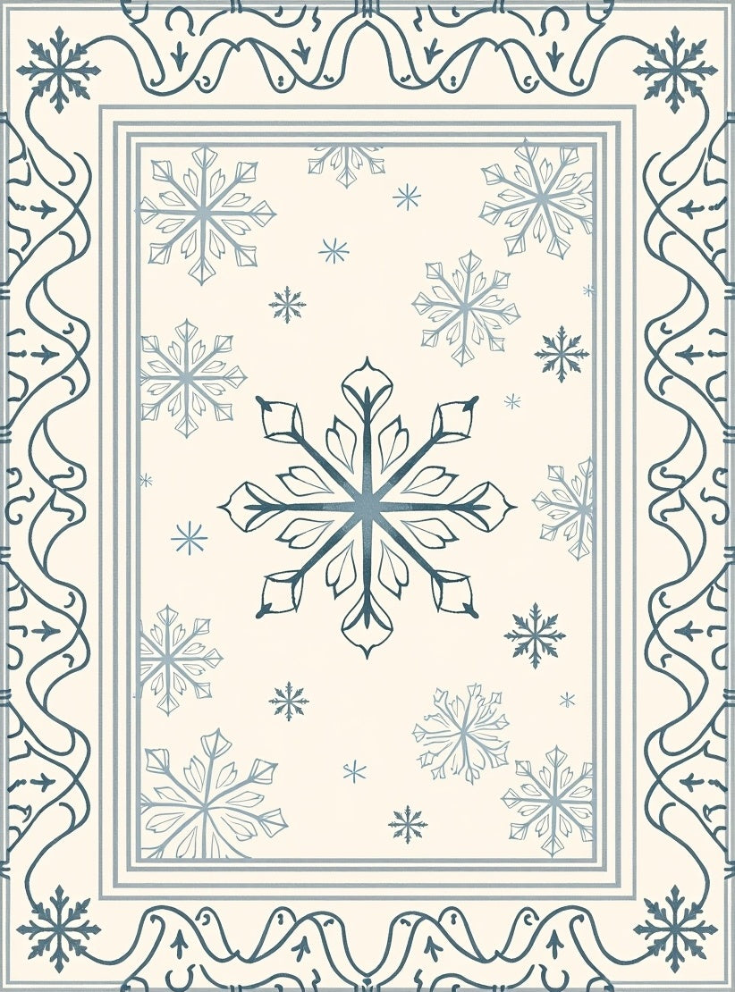 Winter Blue Snowflake Elegance Rug