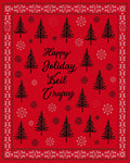 Festive Red Christmas Tree Snowflakes Rug