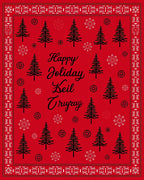 Festive Red Christmas Tree Snowflakes Rug